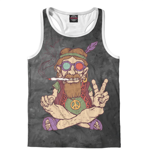 Мужская майка-борцовка с изображением Хипстер с сигарой цвета Белый