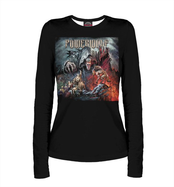 Женский лонгслив с изображением Powerwolf цвета Белый
