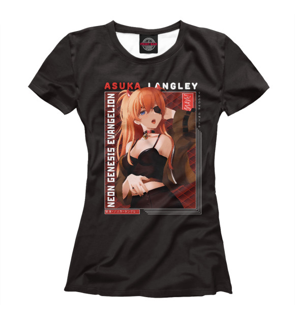 Женская футболка с изображением Аска. Evangelion цвета Белый