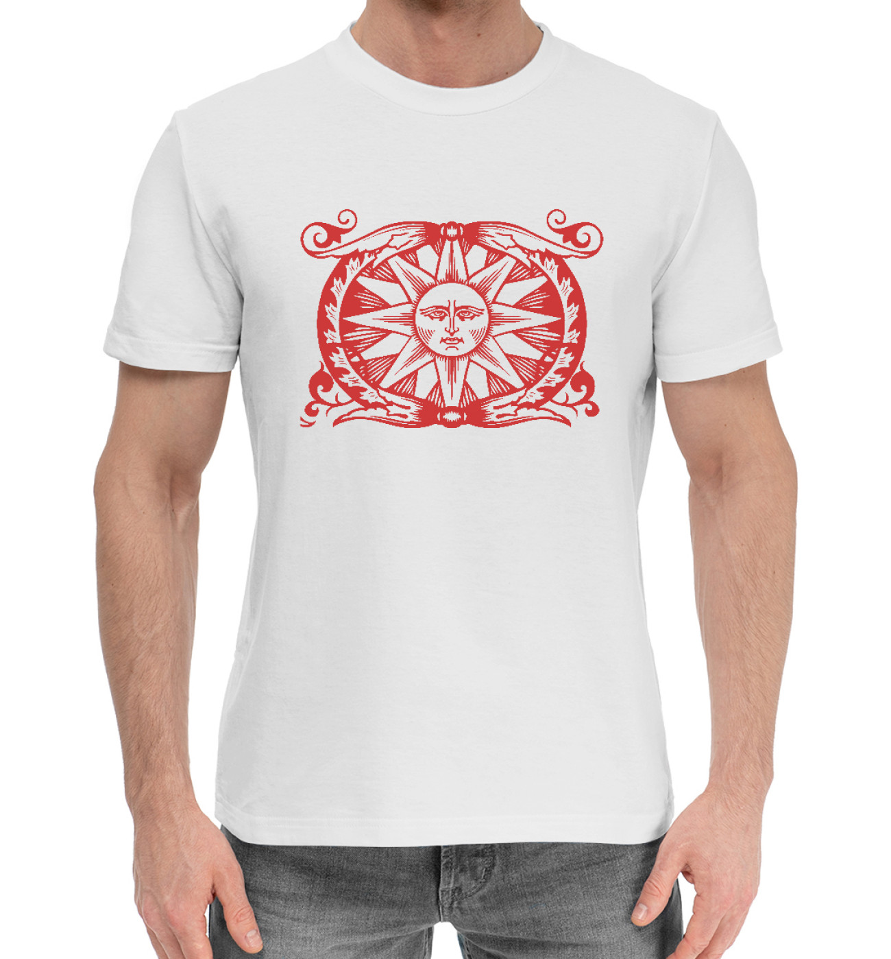 Мужская Хлопковая футболка Славянское Солнце, артикул: SSM-638051-hfu-2