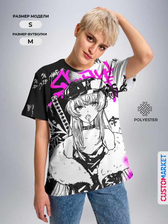 Мужская футболка с изображением Аниме Хаос цвета Белый