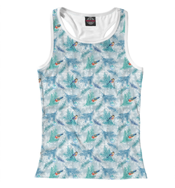 Женская майка-борцовка с изображением Новый Год цвета Белый