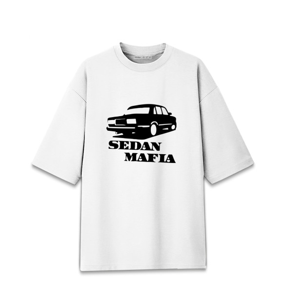 Мужская футболка оверсайз с изображением SEDAN MAFIA цвета Белый
