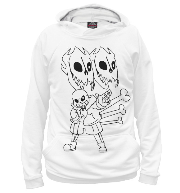 Мужское худи с изображением Undertale цвета Белый