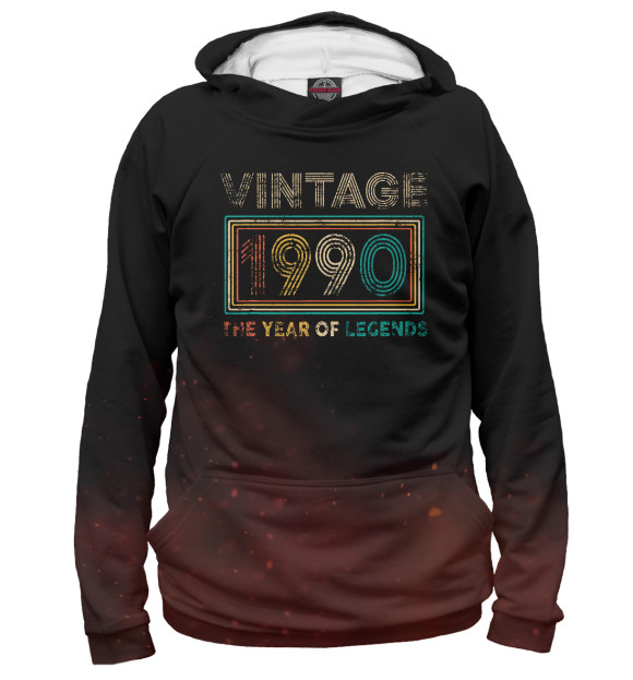 Мужское худи с изображением Vintage 1990 цвета Белый