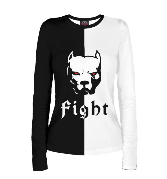 Женский лонгслив с изображением Fight цвета Белый