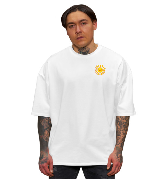 Мужская футболка оверсайз с изображением Маленькое солнышко цвета Белый