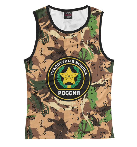 Женская майка с притом Сухопутные войска цвета Белый Женская майка с изображением Сухопутные войска цвета Белый