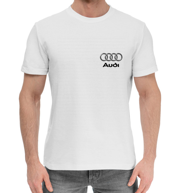Мужская хлопковая футболка с изображением Audi цвета Белый