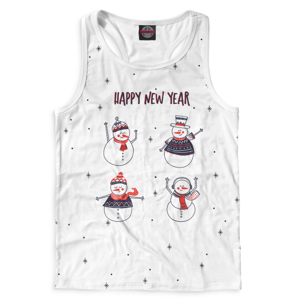 Мужская майка-борцовка с изображением Снеговики цвета Белый