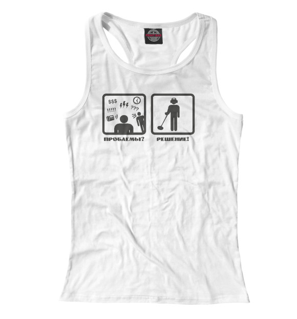 Женская майка-борцовка с изображением Поиск решение проблем цвета Белый
