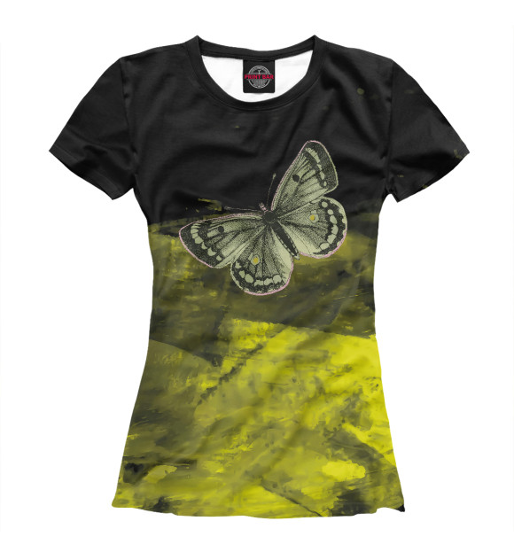 Футболка для девочек с изображением Vintage green butterfly цвета Белый