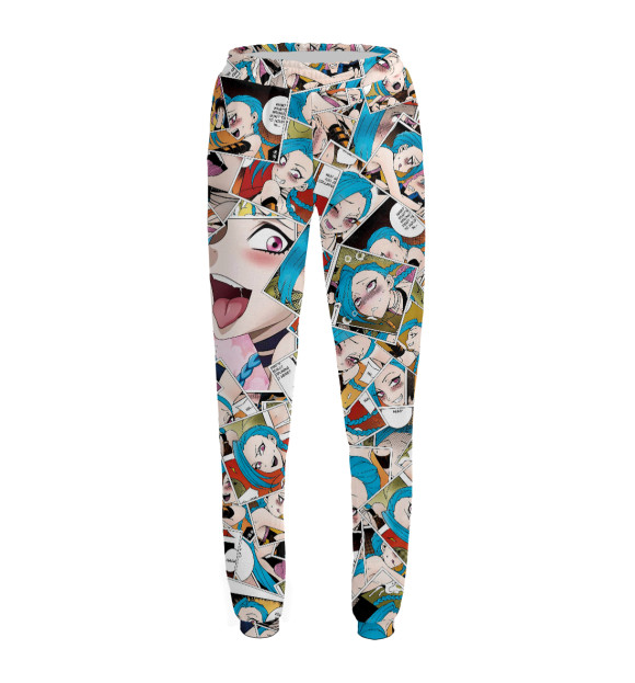 Женские спортивные штаны с притом Jinx Ahegao цвета Белый Женские спортивные штаны с изображением Jinx Ahegao цвета Белый