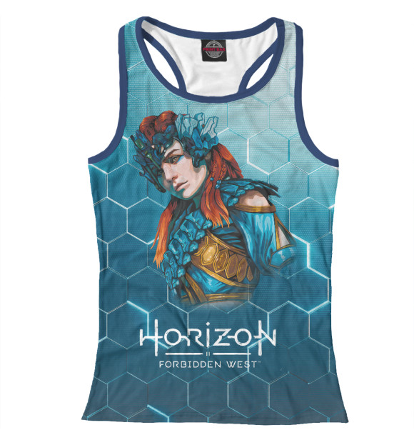 Женская майка-борцовка с притом Horizon Forbidden West цвета Белый Женская майка-борцовка с изображением Horizon Forbidden West цвета Белый