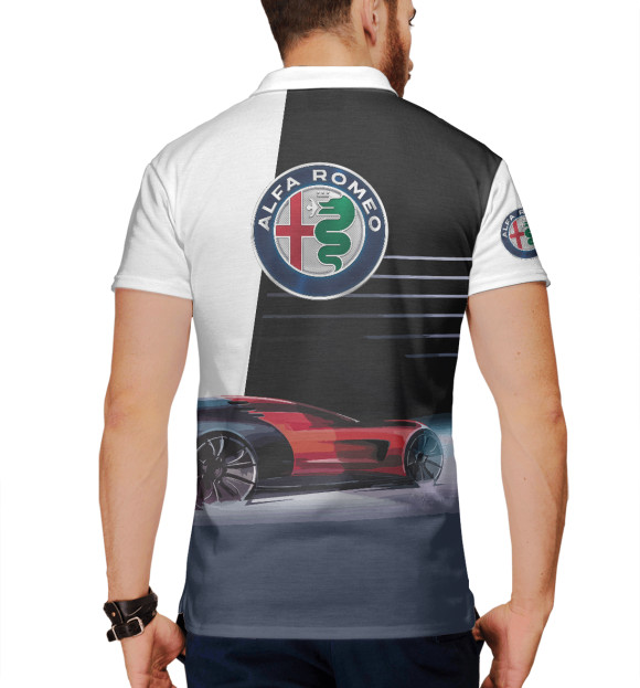 Мужское поло с изображением Alfa Romeo sketch цвета Белый