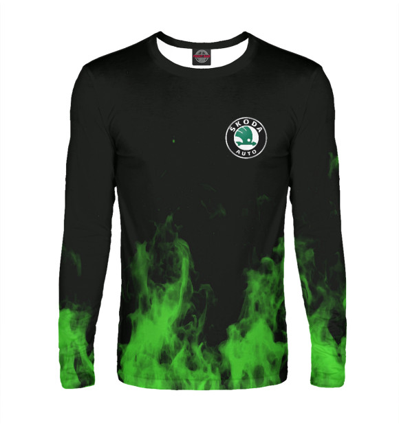 Мужской лонгслив с изображением Skoda | Шкода цвета Белый