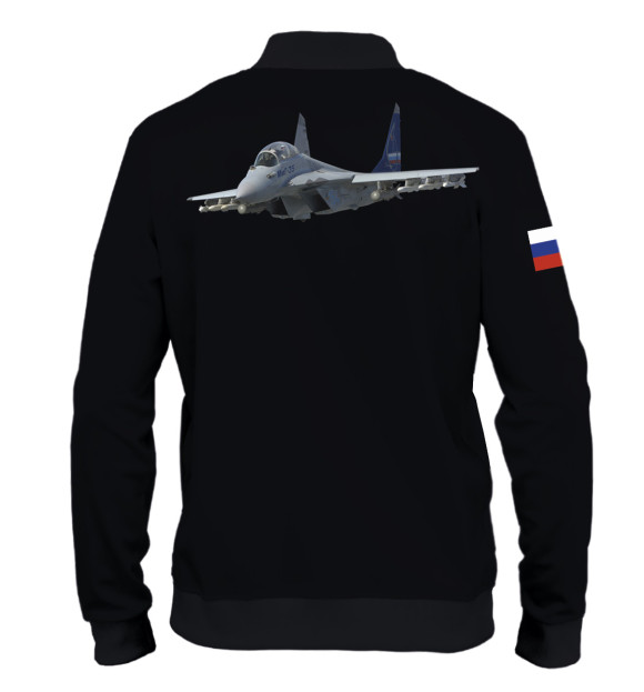 Мужской бомбер с изображением МиГ-35 чёрный цвета Белый