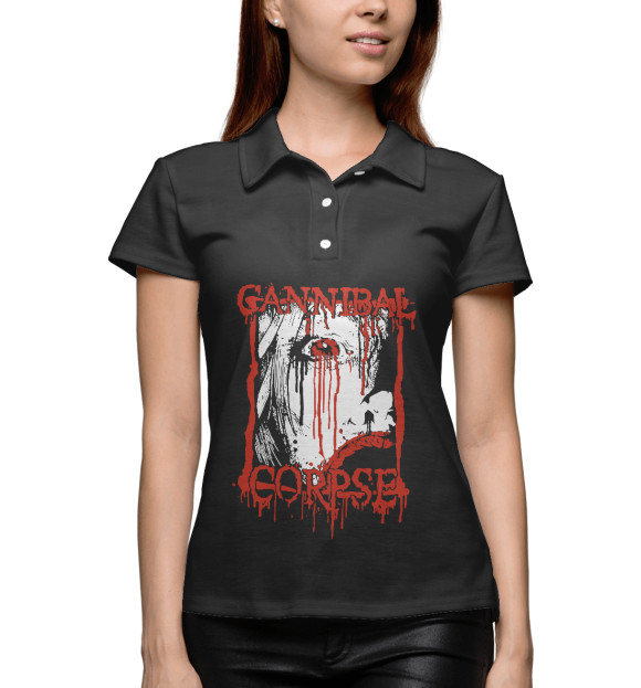 Женское поло с изображением Cannibal Corpse цвета Белый