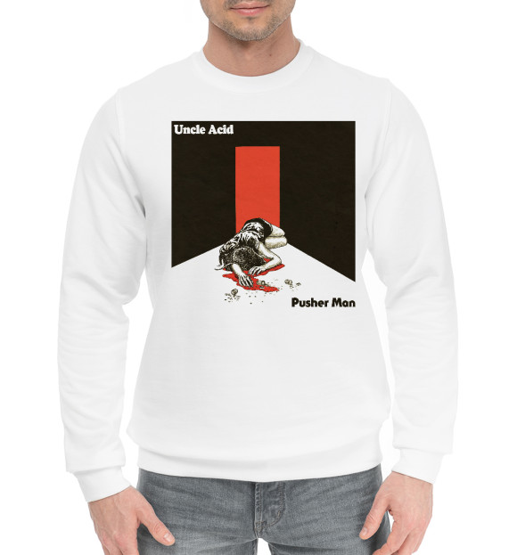 Мужской хлопковый свитшот с изображением Uncle acid цвета Белый
