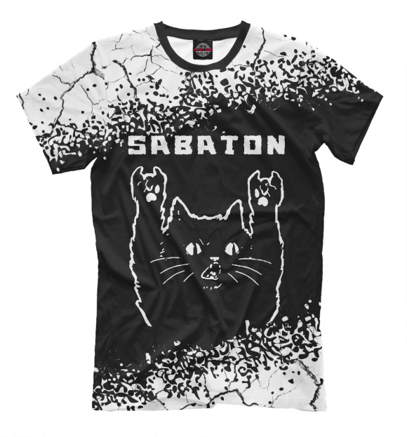 Мужская футболка с изображением Sabaton | Рок Кот цвета Белый