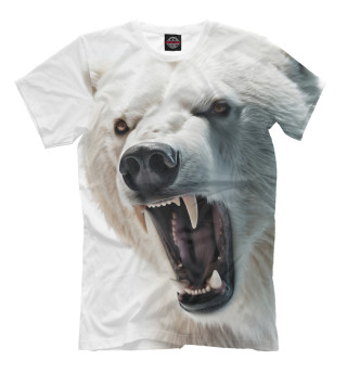 Мужская футболка Белый агрессивный медведь