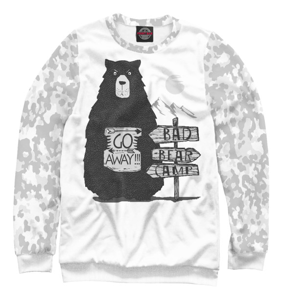 Свитшот для мальчиков с изображением Bad Bear camp цвета Белый