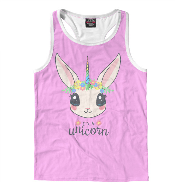 Мужская майка-борцовка с изображением Unicorn цвета Белый