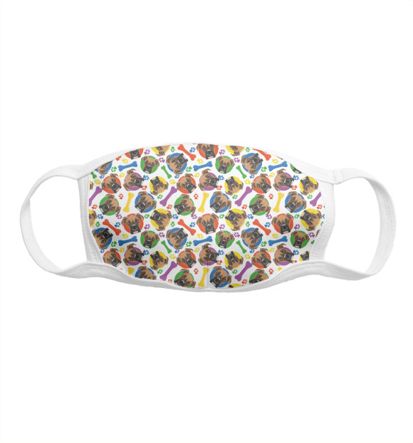 Маска тканевая с изображением Собака Боксёр цвета Белый