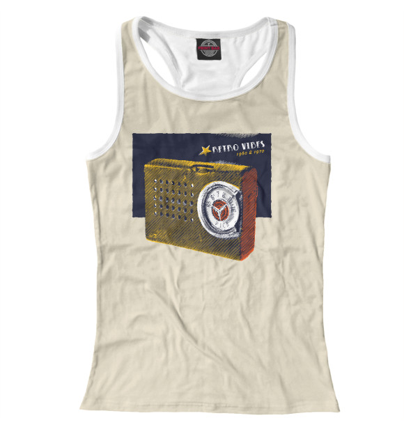 Женская майка-борцовка с изображением Retro radio цвета Белый