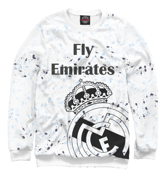 Свитшот для девочек с изображением Реал Мадрид цвета Белый