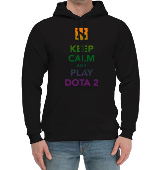 Мужской хлопковый худи Keep calm and play dota 2