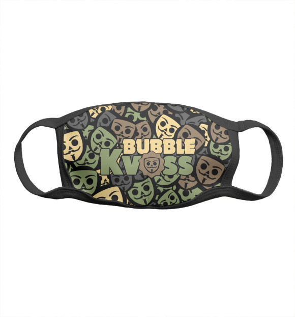 Маска тканевая с изображением Бабл Квас камуфляж цвета Белый