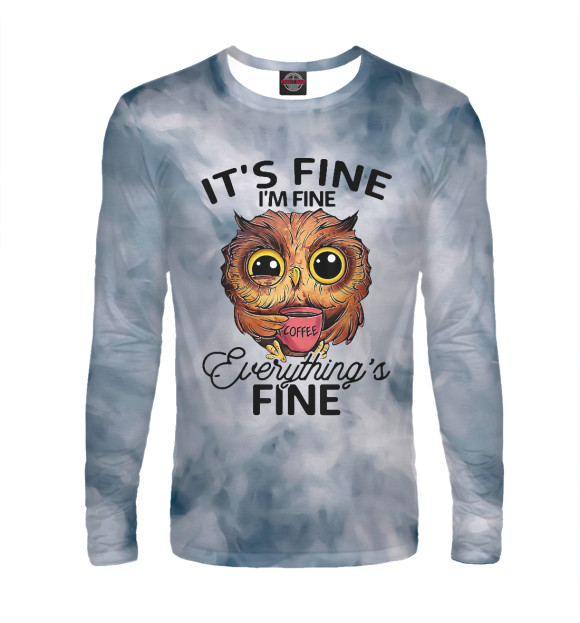 Мужской лонгслив с изображением It's Fine I'm Fine Everythi цвета Белый