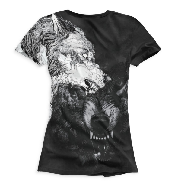 Женская футболка с изображением Дух волка цвета Белый