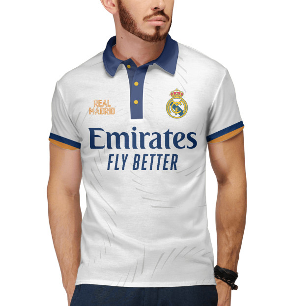Мужское поло с изображением Real Madrid 2022 цвета Белый