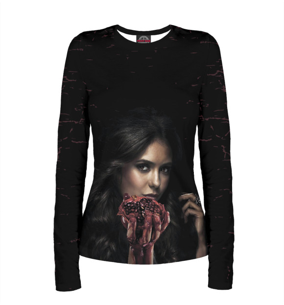 Женский лонгслив с изображением Дневники вампира цвета Белый