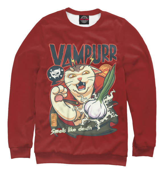 Мужской свитшот с изображением Vampurr: Smells Like Death цвета Белый