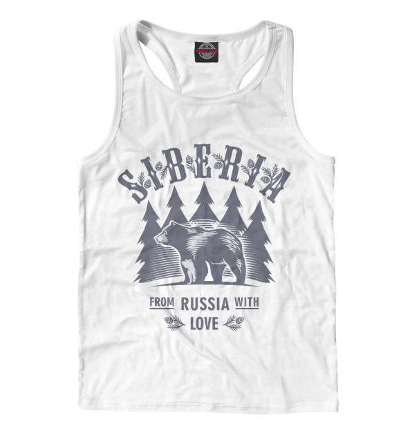 Мужская майка-борцовка с изображением Сибирь цвета Белый
