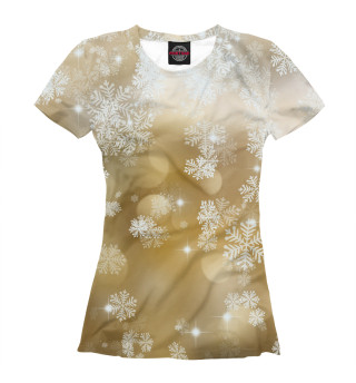 Женская футболка Снежинки на золотом
