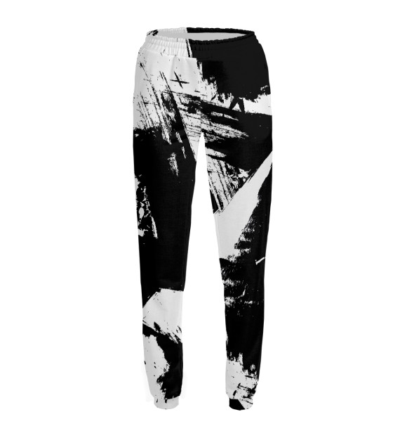 Женские спортивные штаны с изображением Чёрно-белый камуфляж цвета Белый