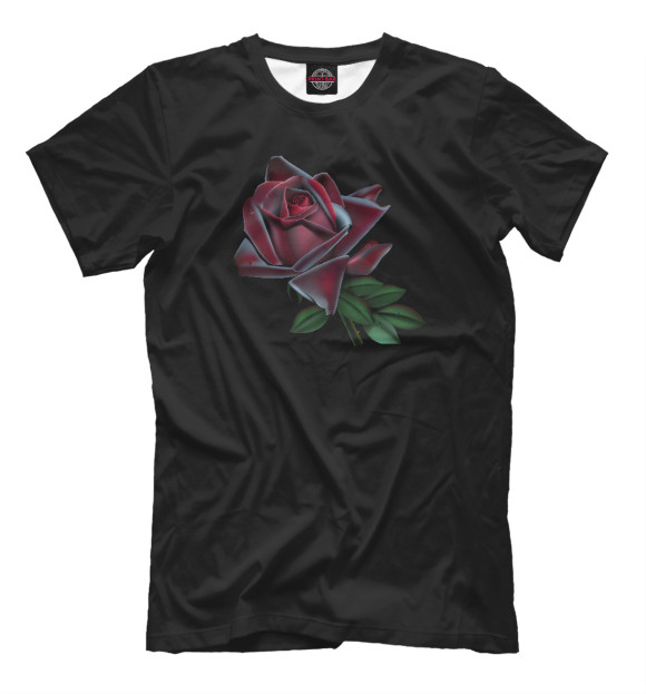Мужская футболка с изображением Черная роза цвета Белый