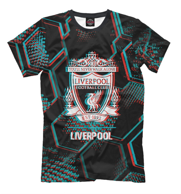 Футболка для мальчиков с изображением Liverpool FC Glitch (фигуры) цвета Белый
