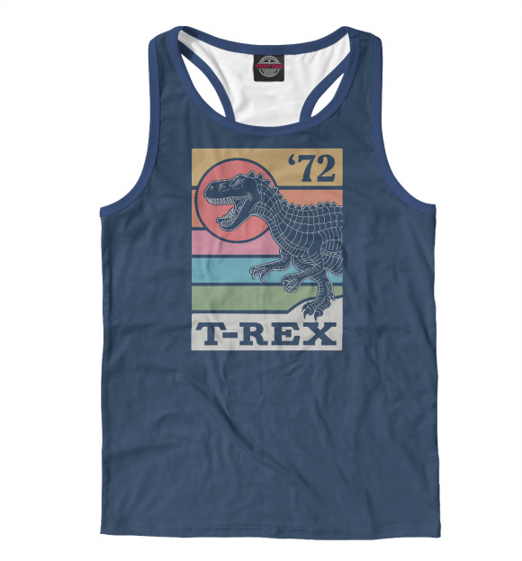 Мужская майка-борцовка с изображением T-rex Динозавр цвета Белый