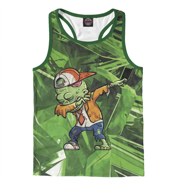 Мужская майка-борцовка с изображением Zombie dab цвета Белый