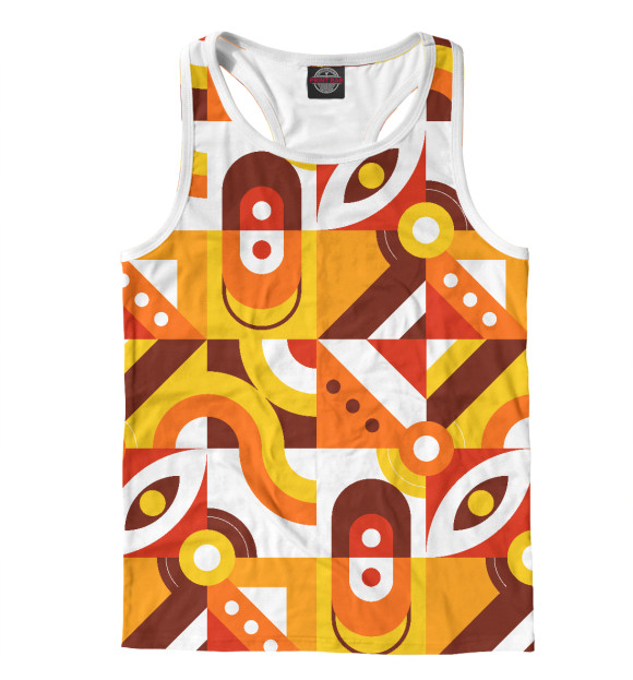 Мужская майка-борцовка с изображением Pattern - retro orange цвета Белый