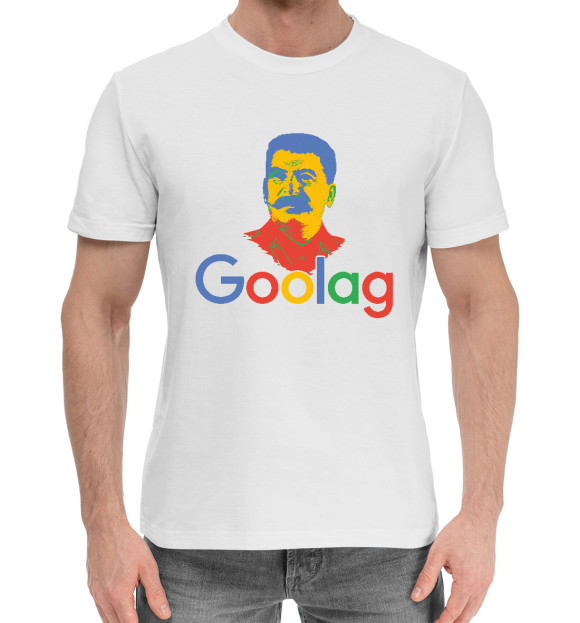 Мужская хлопковая футболка с изображением Goolag цвета Белый