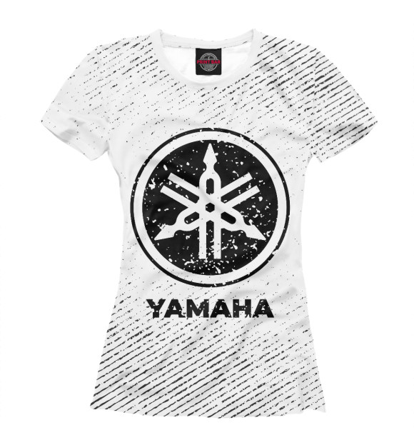 Женская футболка с изображением Yamaha гранж светлый цвета Белый