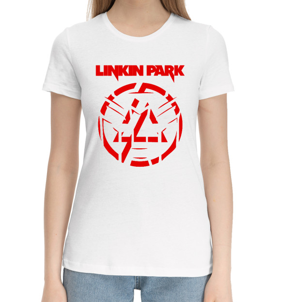 Женская хлопковая футболка с изображением Linkin Park цвета Белый