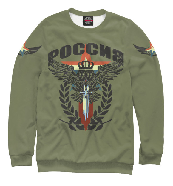 Женский свитшот с изображением РОССИЯ цвета Белый