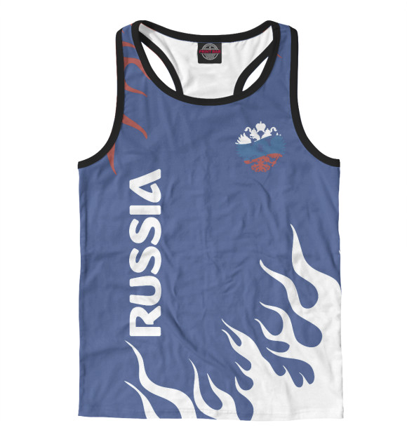 Мужская майка-борцовка с изображением RUSSIA цвета Белый